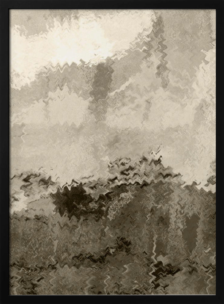 Over de heuvels. Reflecties. Abstract landschap in neutrale kleuren nr. 2 | Poster