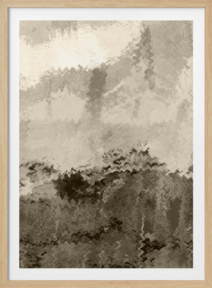 Over de heuvels. Reflecties. Abstract landschap in neutrale kleuren nr. 2 | Poster