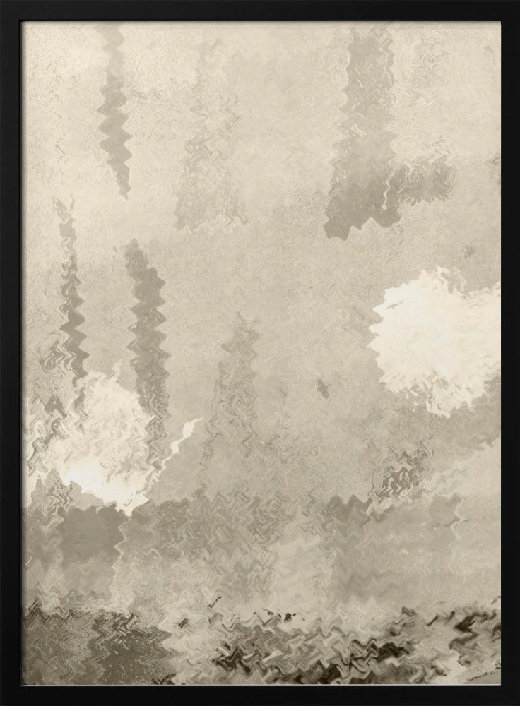 Twee manen. Reflecties. Abstract landschap in neutrale kleuren nr. 1 | Poster