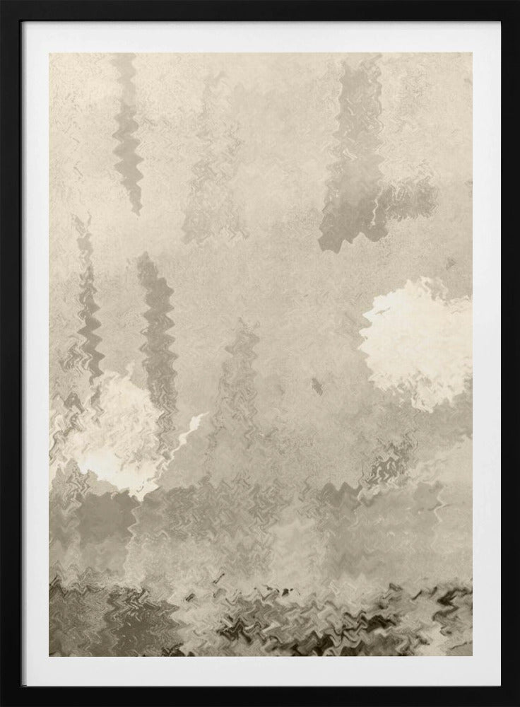Twee manen. Reflecties. Abstract landschap in neutrale kleuren nr. 1 | Poster