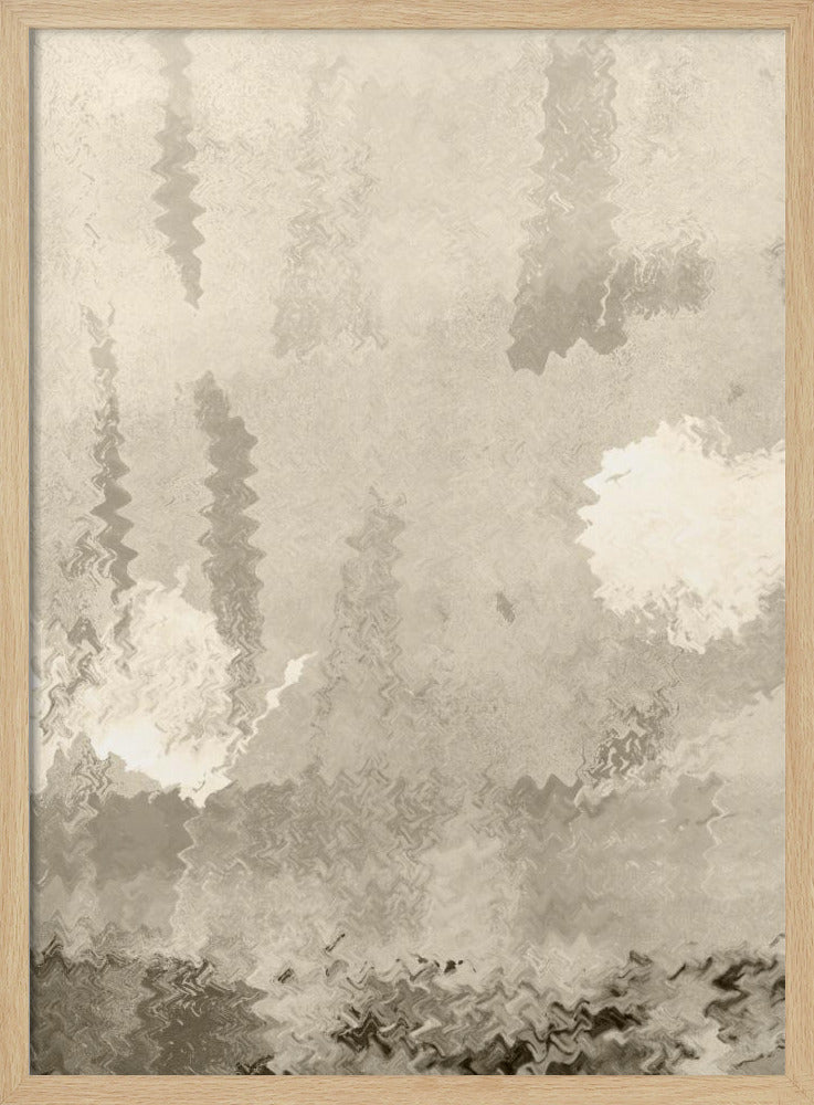 Twee manen. Reflecties. Abstract landschap in neutrale kleuren nr. 1 | Poster