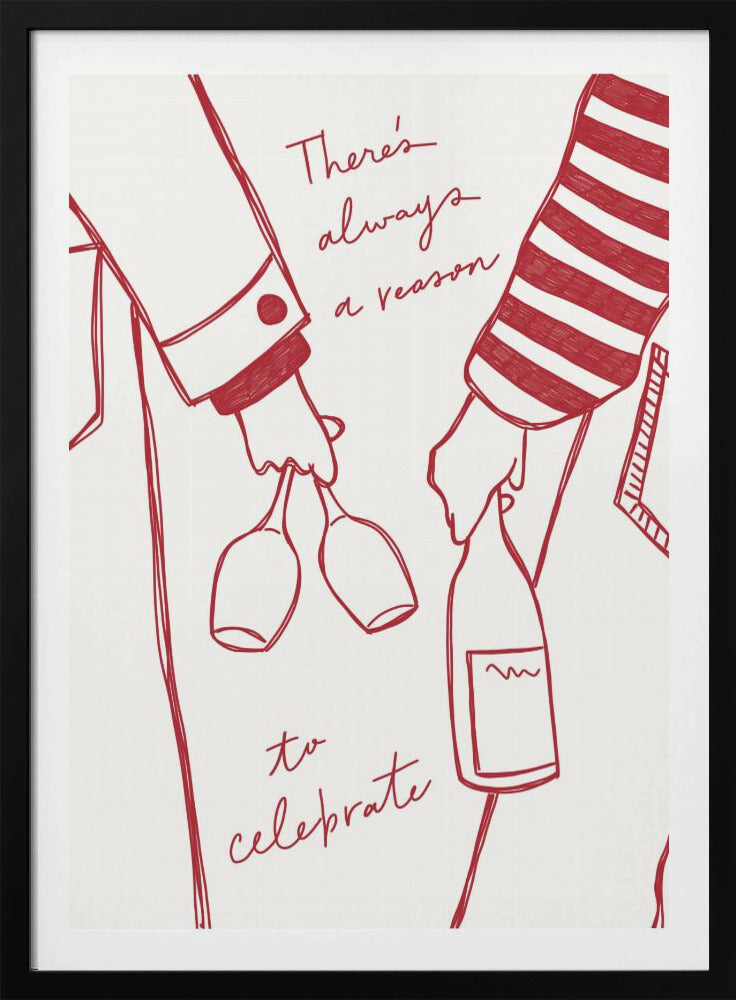 Vrouw met wijnfles en wijnglas (rood) - Wine Vin Rouge Femme | Poster