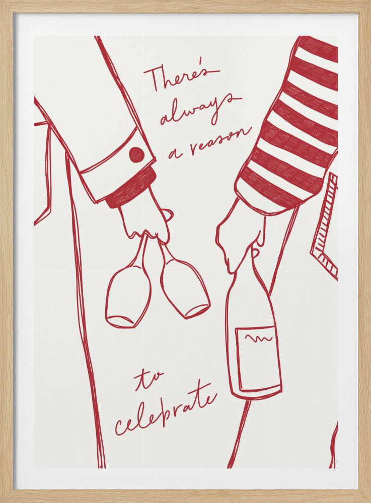 Vrouw met wijnfles en wijnglas (rood) - Wine Vin Rouge Femme | Poster