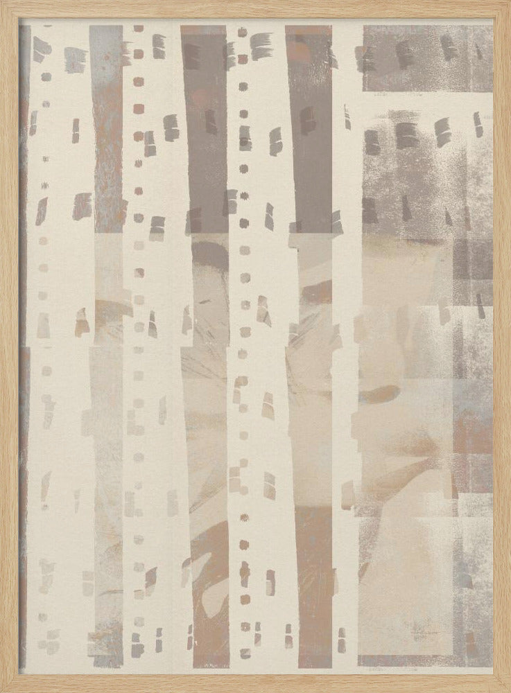 Neutraal abstract patroon in licht terracotta, taupe en wit. | Poster