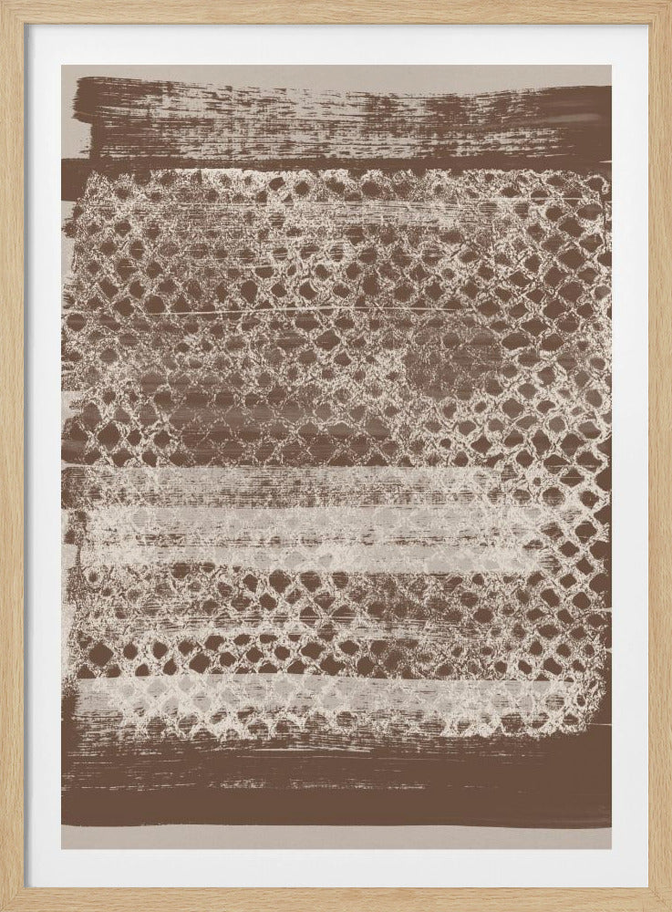Neutraal patroon. Witte monotype textuur op bruin. | Poster