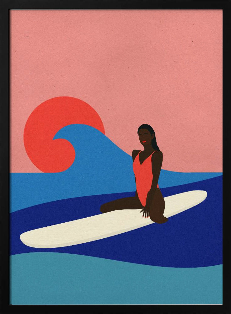 Meisje op een surfplank | Poster