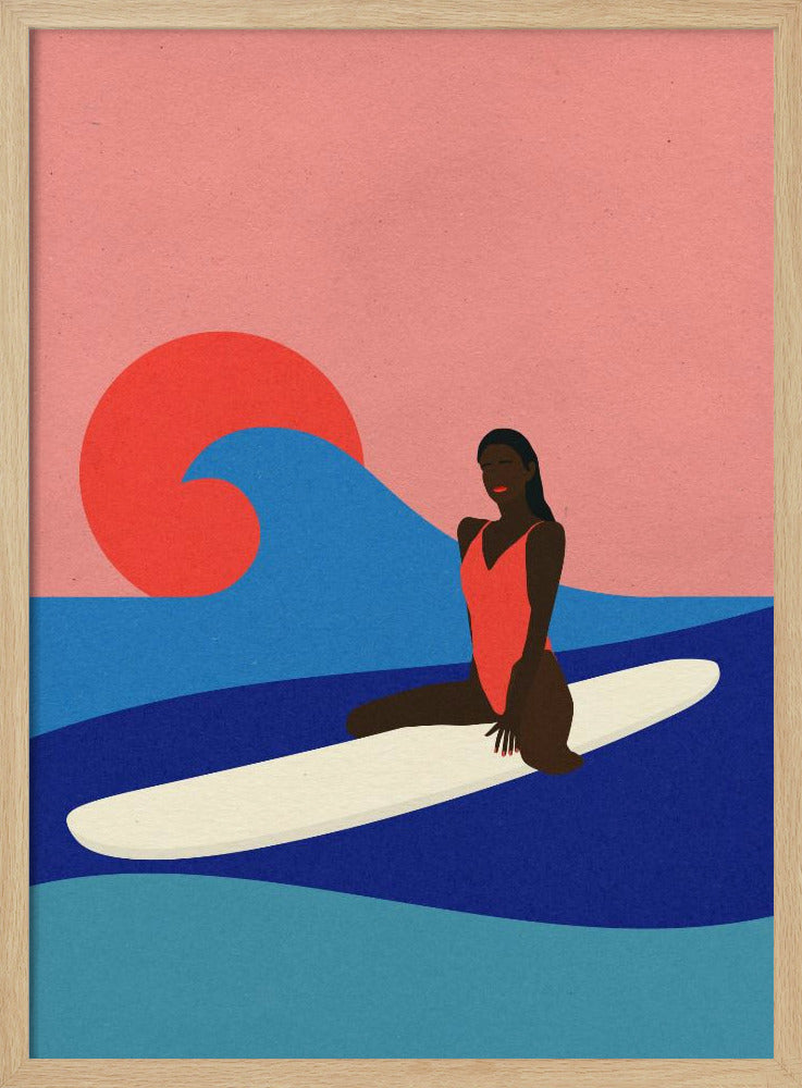 Meisje op een surfplank | Poster