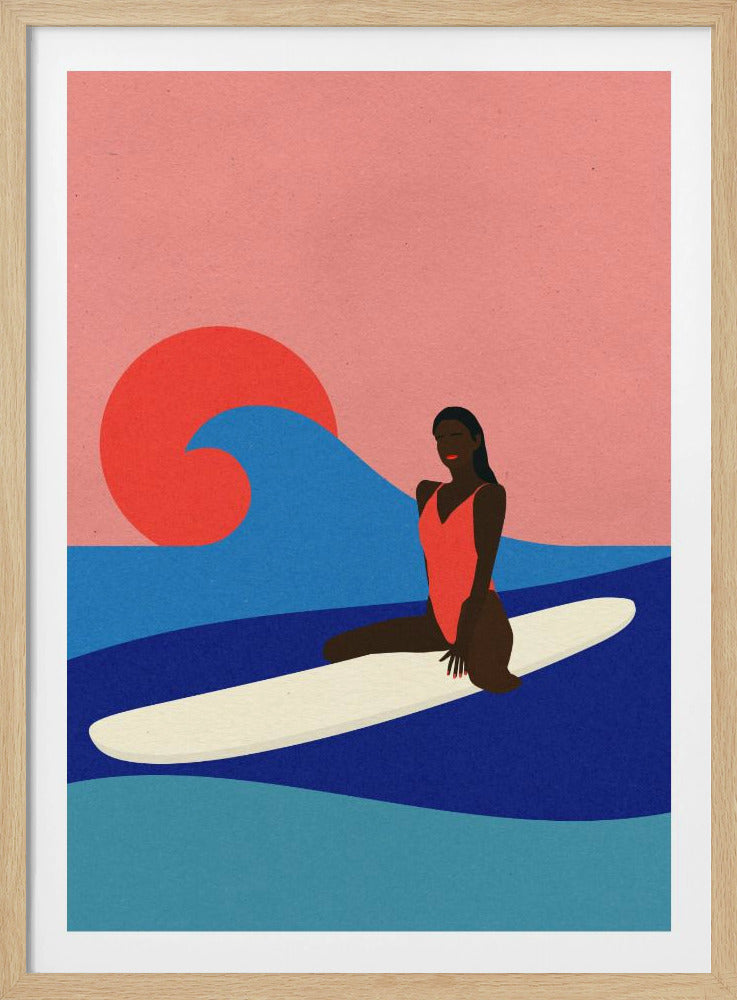 Meisje op een surfplank | Poster