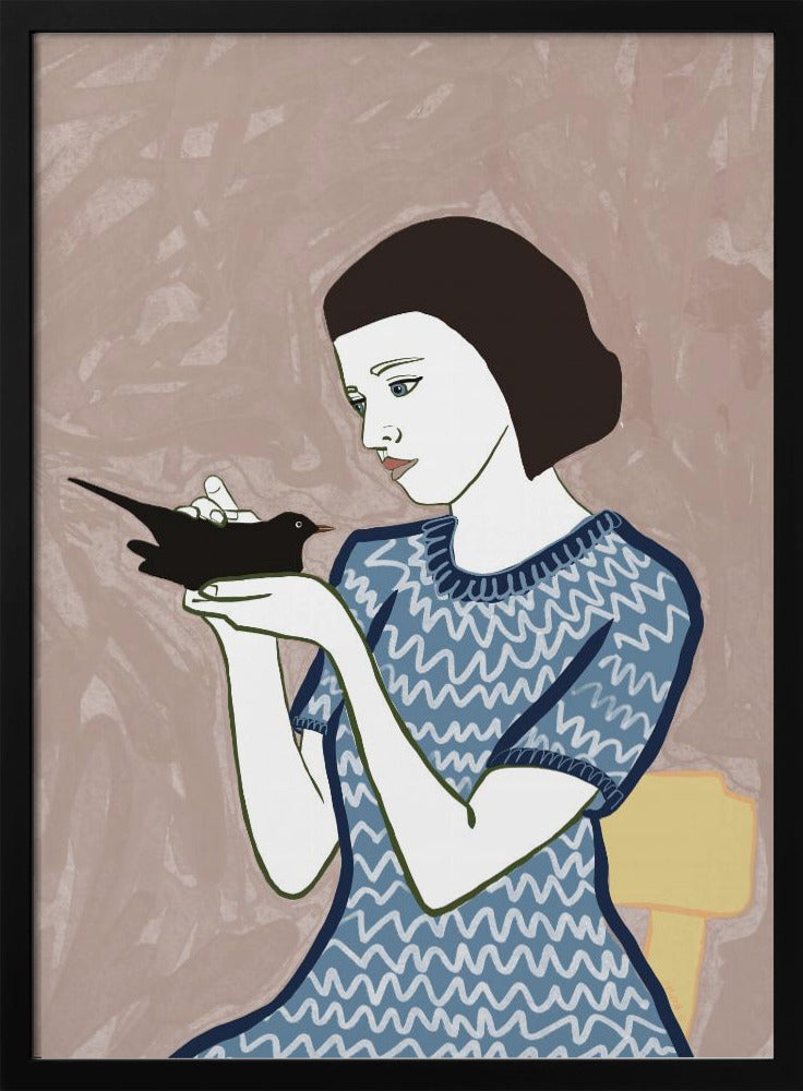 Vogelvrouw zittend | Poster
