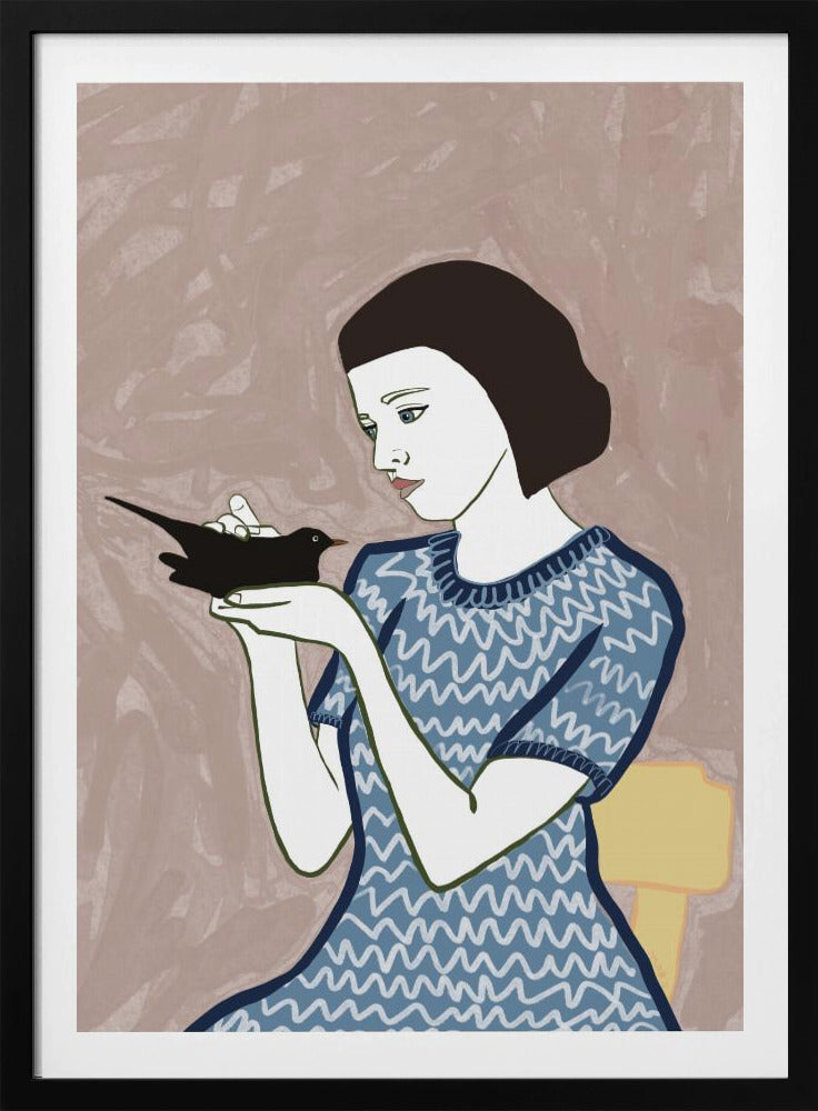 Vogelvrouw zittend | Poster