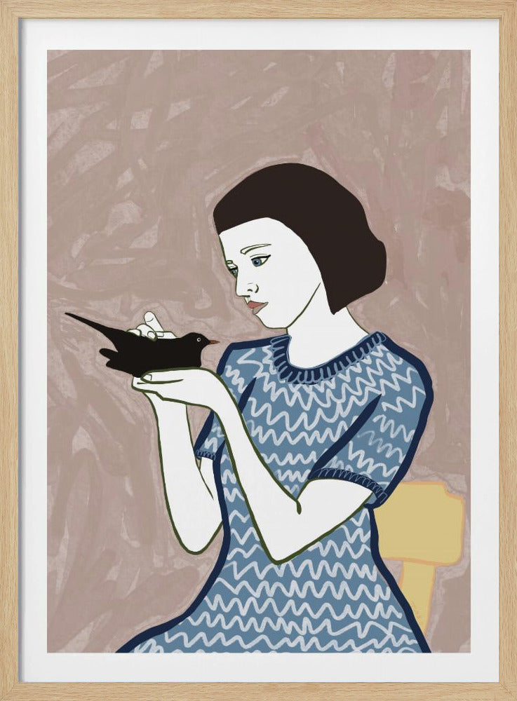 Vogelvrouw zittend | Poster