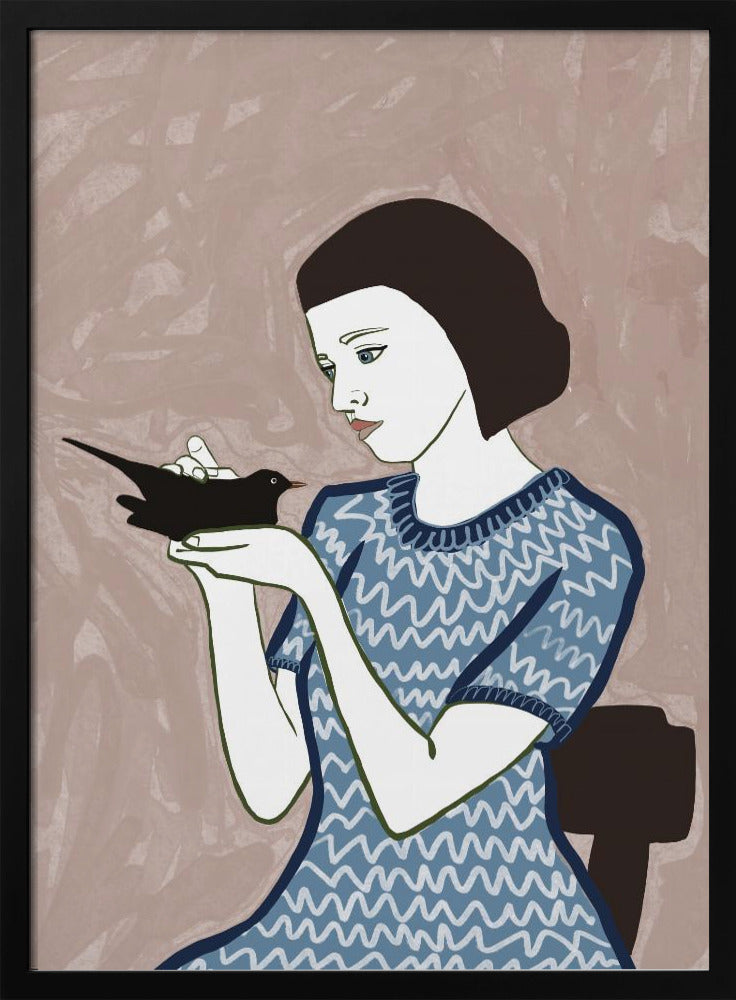 Vogelvrouw zittend | Poster