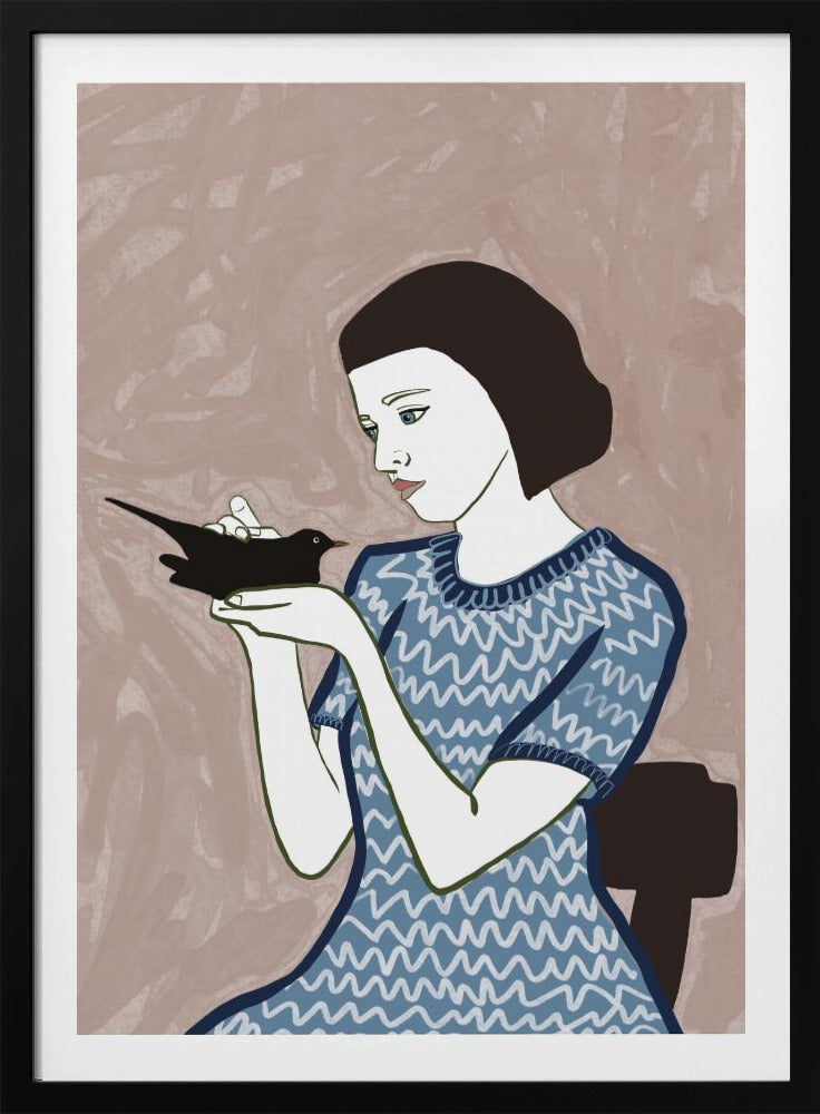 Vogelvrouw zittend | Poster