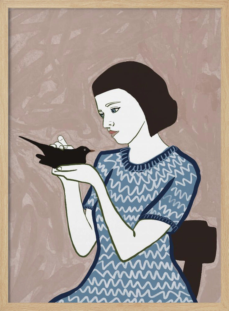 Vogelvrouw zittend | Poster