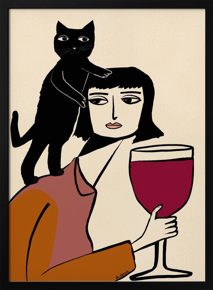 Wijn- en kattenliefhebber | Poster