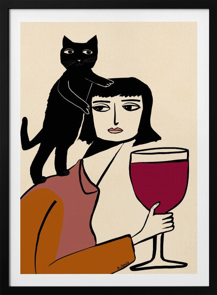 Wijn- en kattenliefhebber | Poster