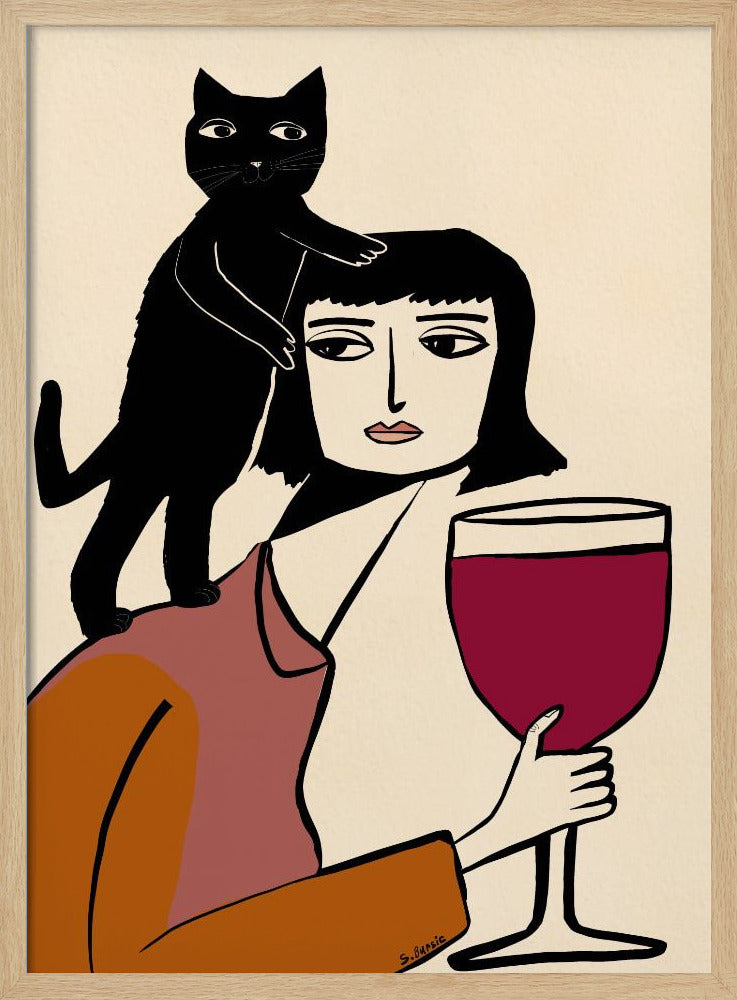Wijn- en kattenliefhebber | Poster