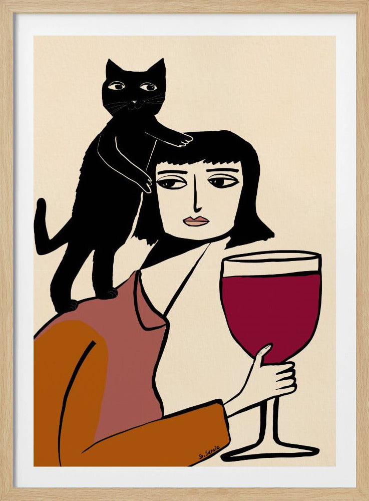 Wijn- en kattenliefhebber | Poster