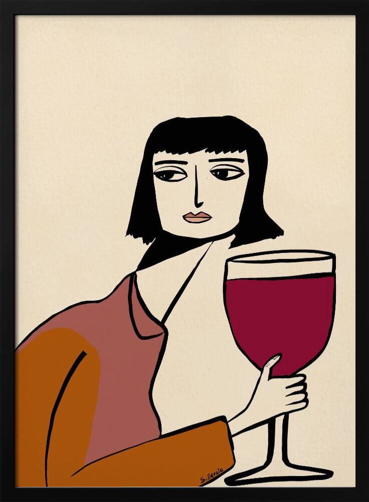 Ladying drinkt wijn | Poster