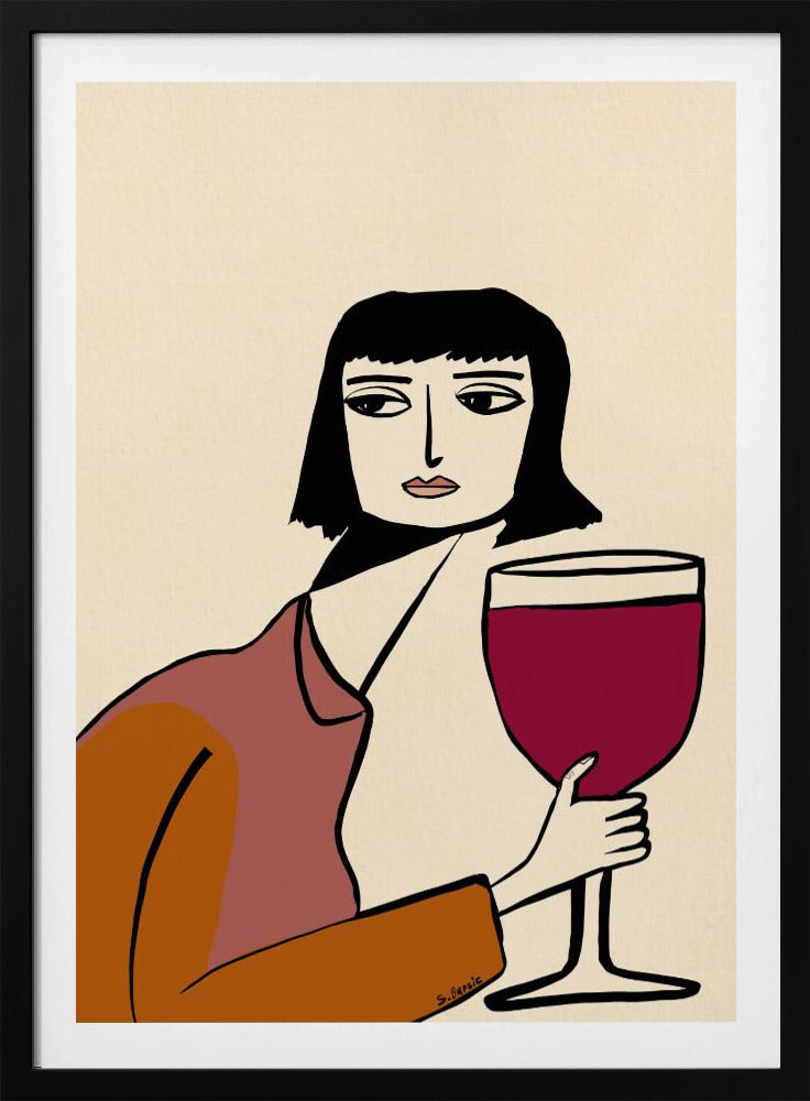 Ladying drinkt wijn | Poster