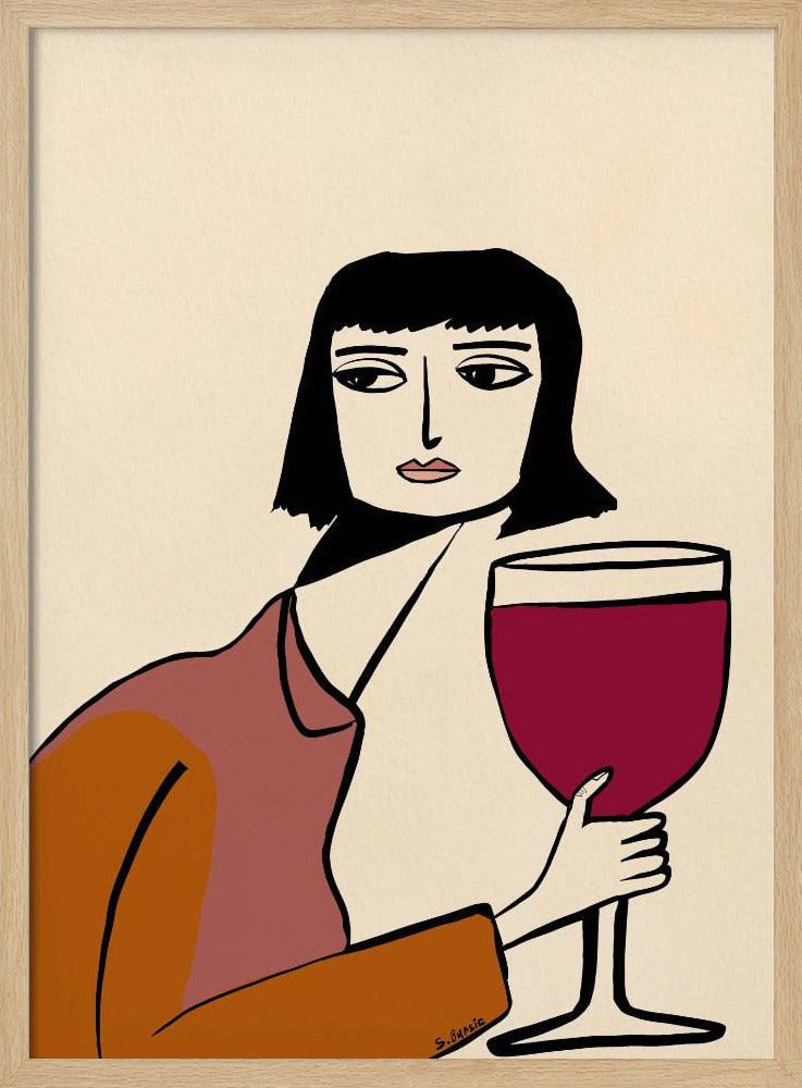 Ladying drinkt wijn | Poster