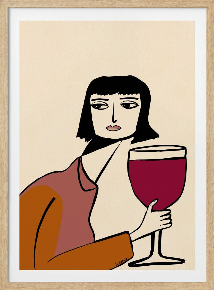 Ladying drinkt wijn | Poster