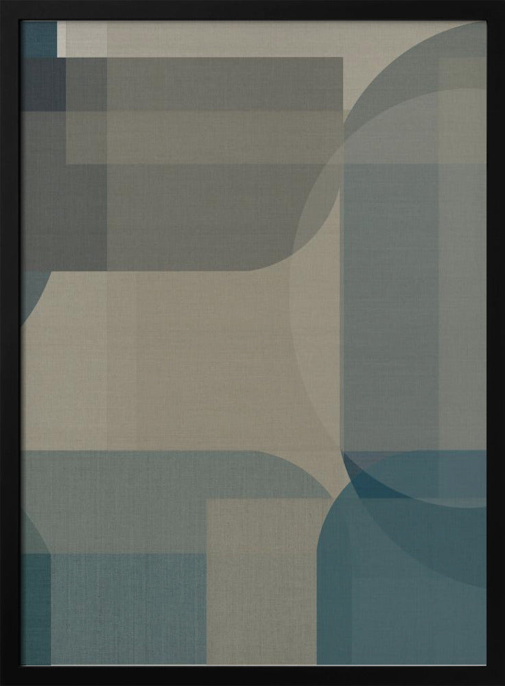 Geweven blauwe en neutrale abstracte lagen 1 | Poster