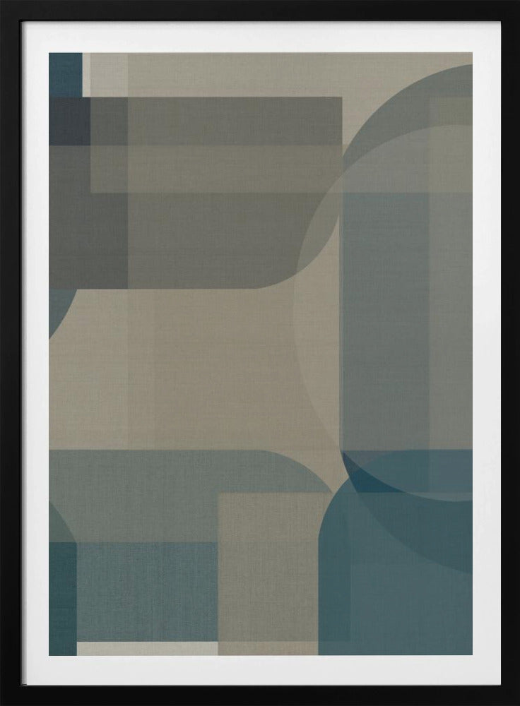 Geweven blauwe en neutrale abstracte lagen 1 | Poster