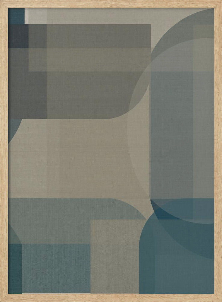 Geweven blauwe en neutrale abstracte lagen 1 | Poster