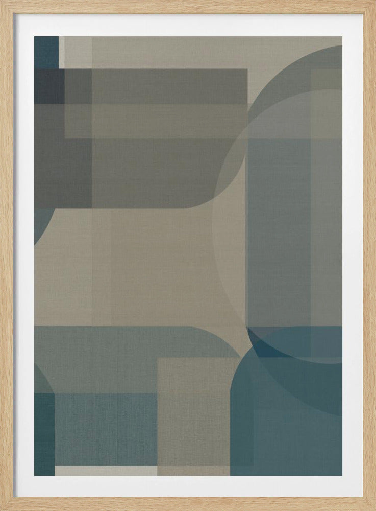 Geweven blauwe en neutrale abstracte lagen 1 | Poster
