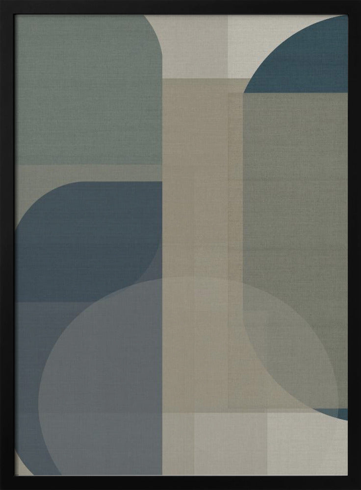 Geweven blauwe en neutrale abstracte lagen 2 | Poster