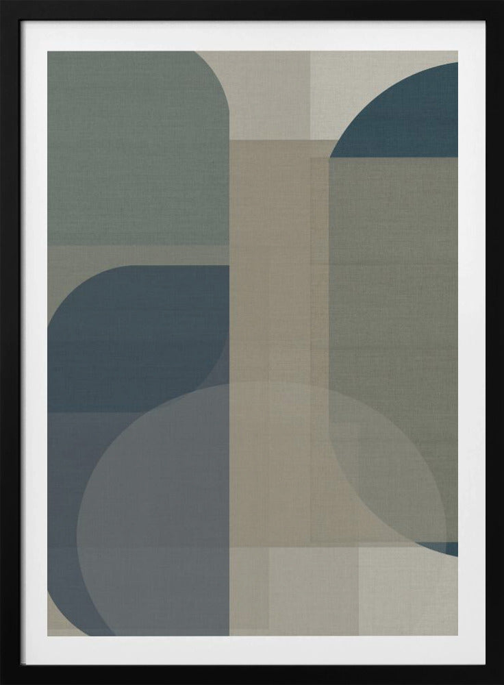 Geweven blauwe en neutrale abstracte lagen 2 | Poster