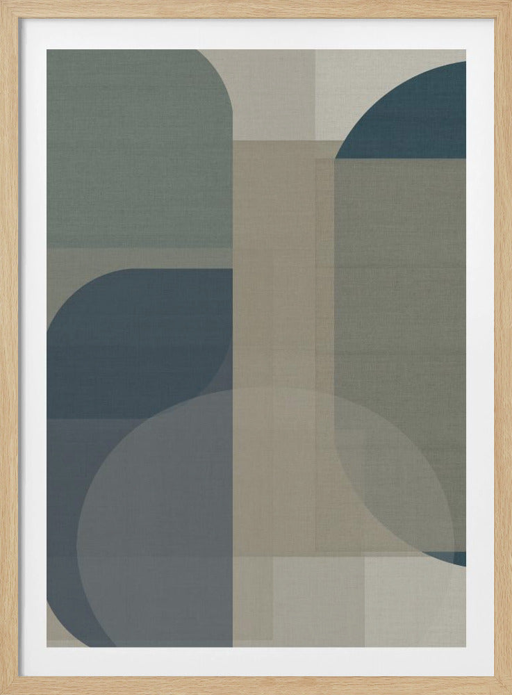 Geweven blauwe en neutrale abstracte lagen 2 | Poster