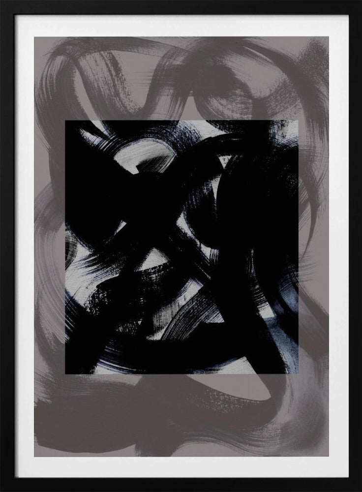Abstracte penseelstreken 164Y | Poster