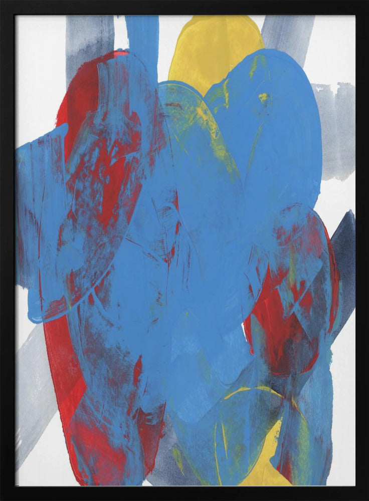 Abstracte blauwe, rode en gele vormen 3 | Poster