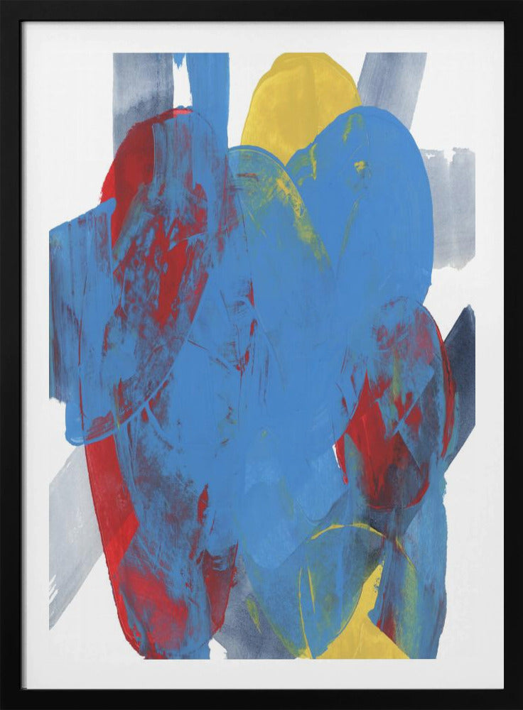 Abstracte blauwe, rode en gele vormen 3 | Poster
