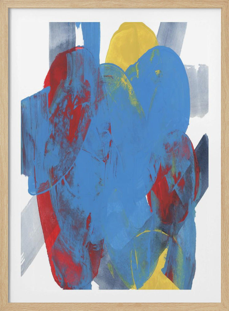 Abstracte blauwe, rode en gele vormen 3 | Poster