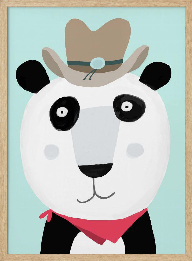 Grappige panda met cowboyhoed van kunstenaar Carla Daly | Poster