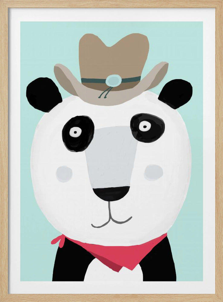 Grappige panda met cowboyhoed van kunstenaar Carla Daly | Poster