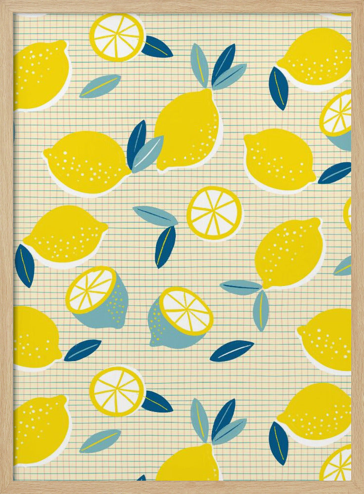 Verse citroenen geruit zonnig | Poster