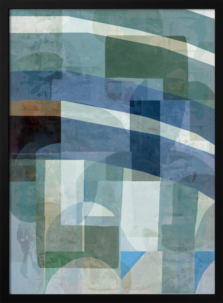 Abstracte blauwe en neutrale vormen 1 | Poster