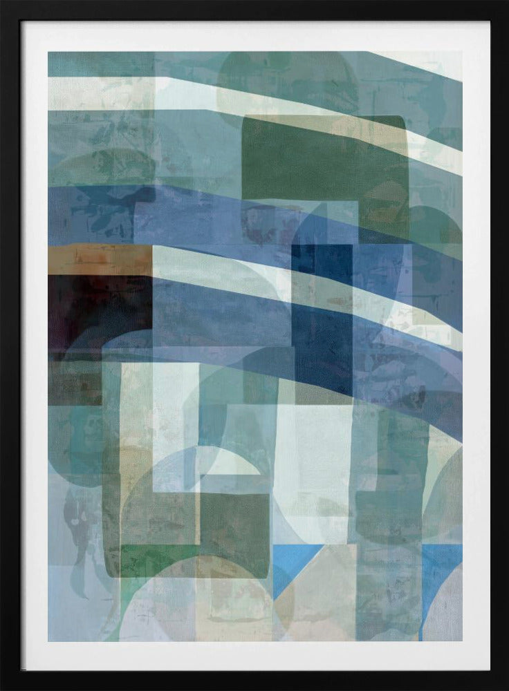 Abstracte blauwe en neutrale vormen 1 | Poster
