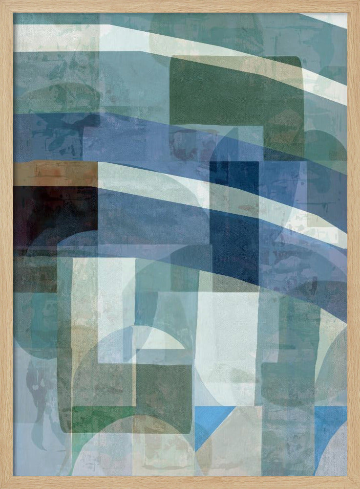 Abstracte blauwe en neutrale vormen 1 | Poster