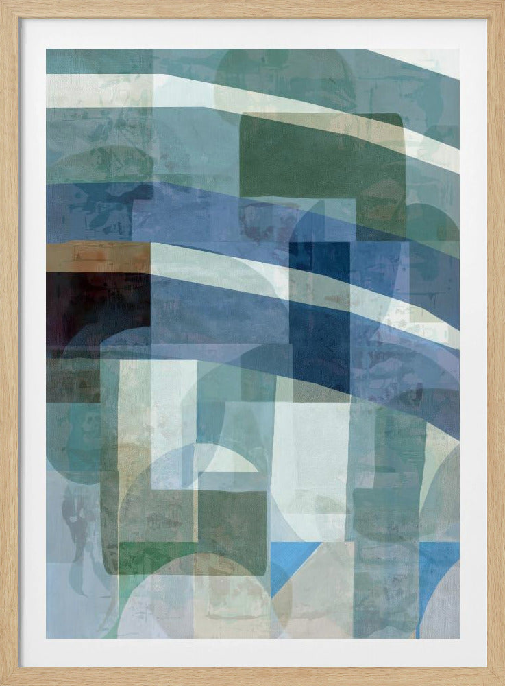 Abstracte blauwe en neutrale vormen 1 | Poster