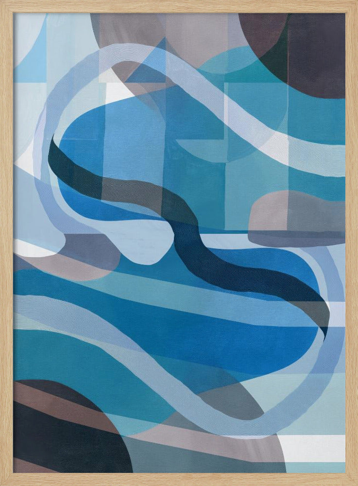 Abstracte blauwe en neutrale wervelende vormen 1 | Poster
