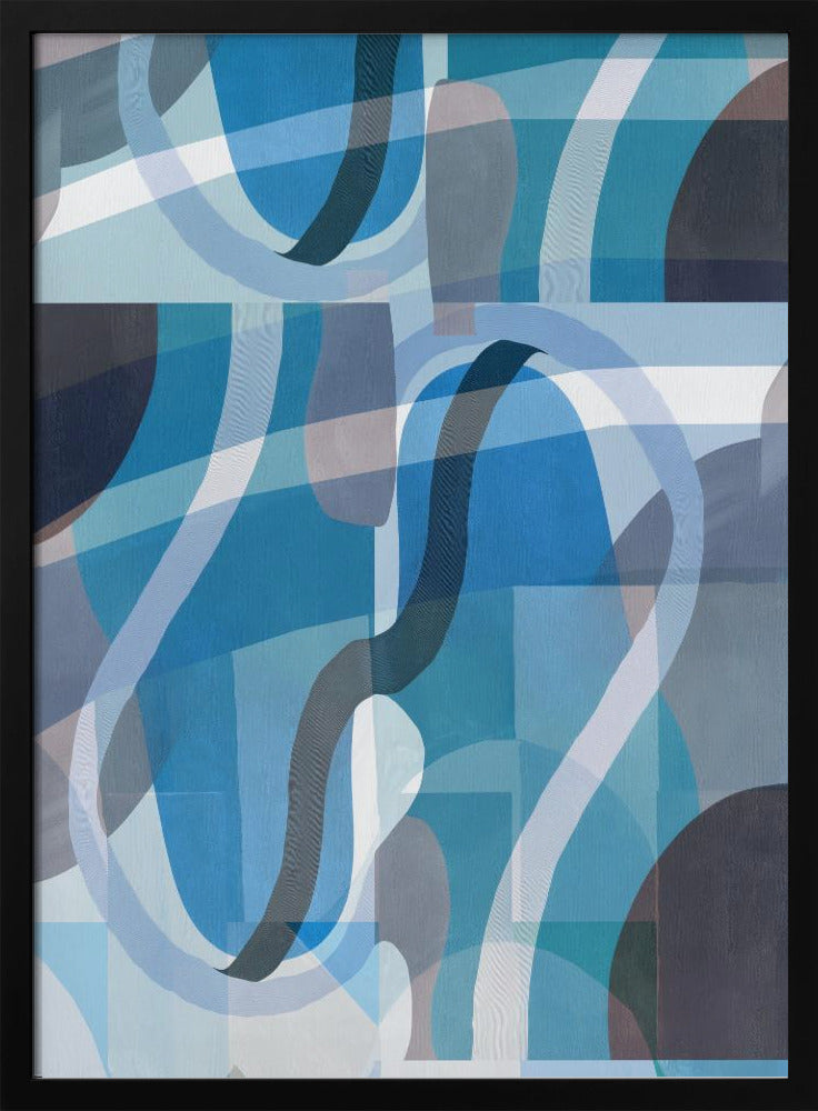 Abstracte blauwe en neutrale wervelende vormen 2 | Poster