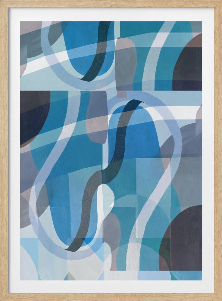 Abstracte blauwe en neutrale wervelende vormen 2 | Poster