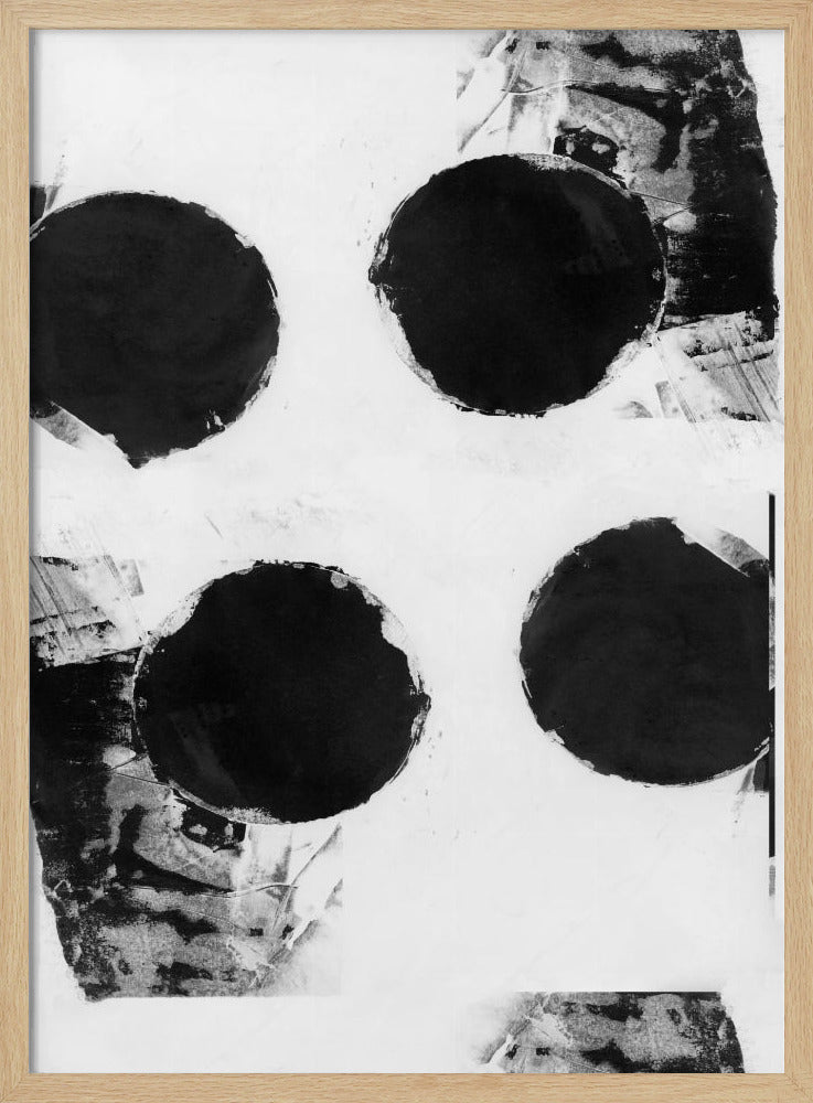 Zwart-witte abstracte stippen 7 | Poster