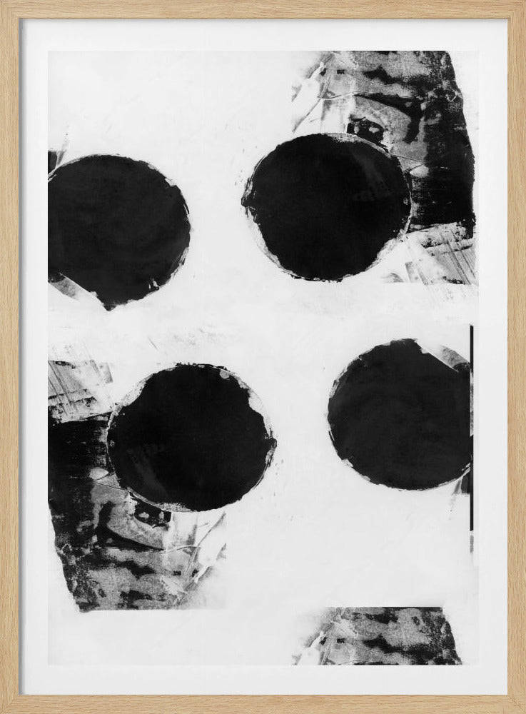 Zwart-witte abstracte stippen 7 | Poster