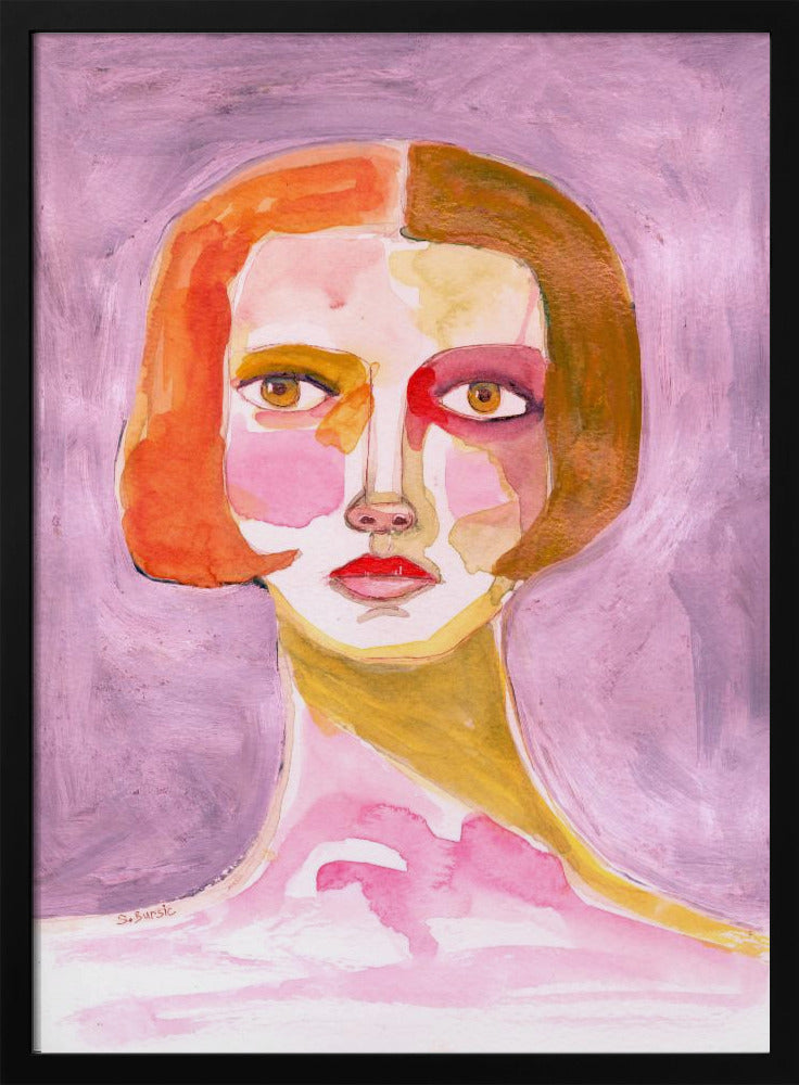 Dame met bobkapsel Mauve Lila | Poster